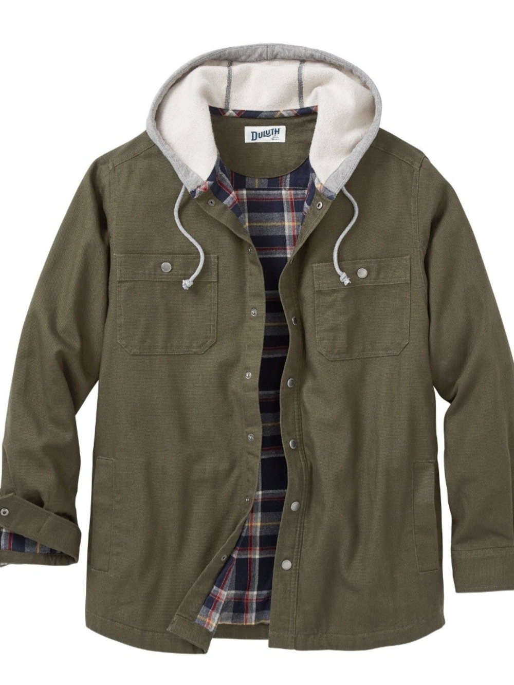 Duluth Fire Hose Flannel-Lined Hooded Limber Jacket Men's Green Size 2XL Tall
